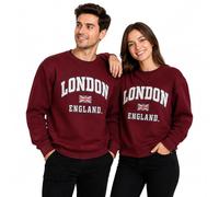 British Heritage Brands LE201MOW Unisex London England Sweatshirt Maroon Off White XS-2XL (as8, alpha, x_l, regular, regular)