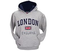 British Heritage Brands London England Kids Hoodie Hooded Sweatshirt Grey Colour 9-10 Years
