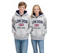 British Heritage Brands London England Kids Zipped Hoodie Hooded Sweatshirt Maroon Colour (LE129KZ)