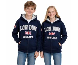 British Heritage Brands London England Kids Zipped Hoodie Hooded Sweatshirt Maroon Colour (LE129KZ)