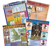 British History 4 Poster Set for Schools - Vikings, Henry VIII, Kings and Queens, Romans