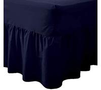 British Home Bedding - Luxury Valance Fitted Sheets - Plain Percale Quality Bed Sheet (Navy, Single)