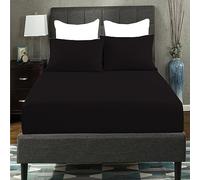 British Home Bedding Percale Extra Deep 16inch/40CM Fitted Sheet - Easycare Non iron and Anti Wrinkle Easy Iron Deep Fitted Sheet (Black, King)