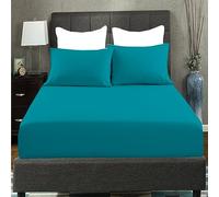 British Home Bedding Percale Extra Deep 16inch/40CM Fitted Sheet - Easycare Non iron and Anti Wrinkle Easy Iron Deep Fitted Sheet (Teal, Double)