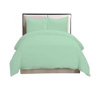 British Home Bedding - Plain Dyed Luxury Cotton Blend Percale Duvet Cover Set with 2 Pillowcases (Mint Green, Super King)