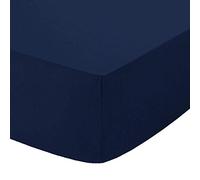 British Home Bedding - Plain Polycotton Percale Fitted Bed Sheets - Shrinkage and Fade resistant with a soft luxurious finish (Navy, Super King)