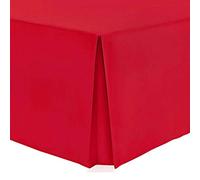 British Home Bedding - Pleated Platform Base Valance Sheet - Plain Polycotton fits under Mattress Base Valance Sheet - Ultra Soft and Light Weight (Single, Red)