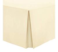 British Home Bedding - Pleated Platform Base Valance Sheet - Plain Polycotton fits under Mattress Base Valance Sheet - Ultra Soft and Light Weight (Single, Cream)