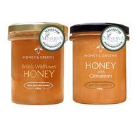 British Honey with Cinnamon (Pack of 2) - Raw, Pure & Natural | Unpasteurised Honey with Ceylon Cinnamon (500g) - Certified Authentic, 0% Added Sugar (Wildflower + Cinnamon)
