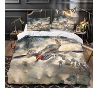 British Hurricane Fighter 3D Print Military Comforter Covers Quilt Cover Duvet Cover for Teens And Adults Soft Microfiber Bedding Set with Pillow Cases with Zipper Closure 2 Pieces Single（140x200cm）