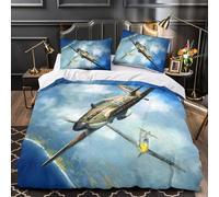 British Hurricane Fighter Duvet Cover Comforter Covers Quilt Cover 3D Printed Military for Boys Girls with Zipper Closure with Pillow Cases Soft Microfiber Bedding Set 3 Pieces Double（200x200cm）