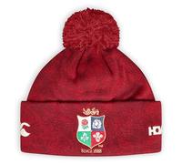 British & Irish Lions Canterbury Adult Unisex Official Canterbury Bobble Hat | Fleece Lined Beanie, Red Dahlia, One Size