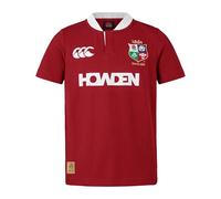British & Irish Lions Canterbury Junior Unisex Official Canterbury Short Sleeve Classic Rugby Jersey | Relaxed Fit | Soft Feel, Red Dahlia, 10