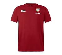 British & Irish Lions Canterbury Men's Official Canterbury Cotton Rugby Jersey Tee | Short Sleeve Cotton T-Shirt, Red Dahlia, 3XL
