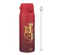 British & Irish Lions Rugby x ION8 Sports Thermal Water Bottle with Removable Straw, 750ml/24oz, Leak-Proof Vacuum Insulated Drinking Bottle, Sea of Red Design