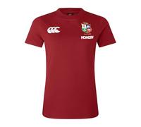 Canterbury Women's British & Irish Lions Cotton Rugby Jersey Tee | Organic Cotton T-Shirt | Official British & Irish Lions Licensed Product Non-Technical T-Shirt, Red Dahlia, 14