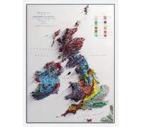 British Islands Geological Map - 3D effect relief Print (2D map with 3D effect using satellite terrain data) (180gsm MATT, 24 x 18 IN)
