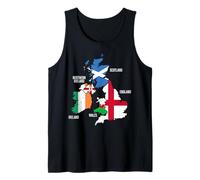 British Isles Countries and Flags Map for Men Women. Tank Top