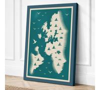 British Isles Map Minimalist Canvas Wall Art Print 18x12 Inch (46 x 30 cm)