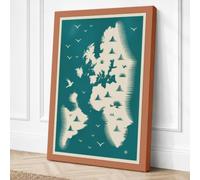 British Isles Map Minimalist Canvas Wall Art Print 24x16 Inch (61 x 41 cm)