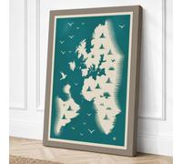 British Isles Map Minimalist Canvas Wall Art Print 30x20 Inch (76 x 51 cm)