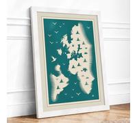 British Isles Map Minimalist Framed Wall Art Print A3 (42×29.7cm) White, Wall Decor for Living Room, Bedroom, Office & Home, Ready to Hang, Art Gift