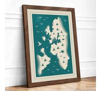 British Isles Map Minimalist Framed Wall Art Print A4 (29.7×21cm) Walnut, Wall Decor for Living Room, Bedroom, Office & Home, Ready to Hang, Art Gift