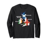 British Isles Sea Ireland Scotland Wales England Map Coins Long Sleeve T-Shirt