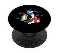 British Isles Sea Ireland Scotland Wales England Map Coins PopSockets Adhesive PopGrip