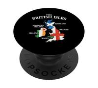 British Isles Sea Ireland Scotland Wales England Map Coins PopSockets Adhesive PopGrip