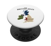 British Isles Sea Ireland Scotland Wales England Map Coins PopSockets Adhesive PopGrip