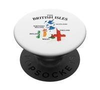 British Isles Sea Ireland Scotland Wales England Map Coins PopSockets Adhesive PopGrip