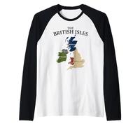 British Isles Sea Ireland Scotland Wales England Map Coins Raglan Baseball Tee