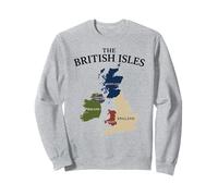 British Isles Sea Ireland Scotland Wales England Map Coins Sweatshirt