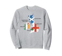 British Isles Sea Ireland Scotland Wales England Map Coins Sweatshirt