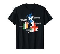 British Isles Sea Ireland Scotland Wales England Map Coins T-Shirt