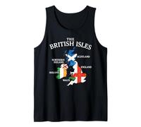 British Isles Sea Ireland Scotland Wales England Map Coins Tank Top
