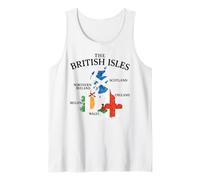 British Isles Sea Ireland Scotland Wales England Map Coins Tank Top
