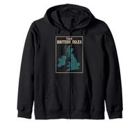 British Isles Sea Ireland Scotland Wales England Map Coins Zip Hoodie