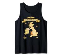 British Isles Sea Ireland Scotland Wales England Map Vintage Tank Top
