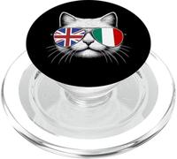 British Italian Flag Funny Cat Great Britain Italy Heritage PopSockets PopGrip for MagSafe