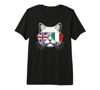 British Italian Flag Funny Cat Great Britain Italy Heritage Premium T-Shirt