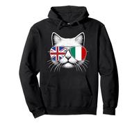 British Italian Flag Funny Cat Great Britain Italy Heritage Pullover Hoodie