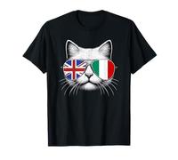 British Italian Flag Funny Cat Great Britain Italy Heritage T-Shirt