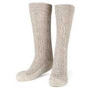 BRITISH JACKETS Men's Bavarian Socks Beige, Traditional Oktoberfest Trachten Wear, Cotton Rich Knee High German Socks, Comfortable Stretch Fit EU 41-47