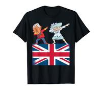 British King III Dabbing Charles Camilla British Flag Womens T-Shirt