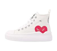 British Knights Kaya Flow Mid Women's High-Top Shoe Trainers, Creamy White Red Heart, 4 UK
