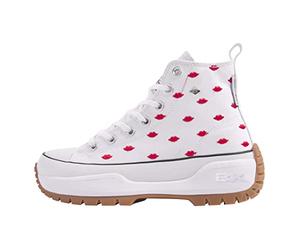 British Knights Kaya MID Fly Women's High-Top Shoe Trainers, White red Lips, 4 UK