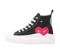 British Knights Women's Kaya Flow Mid Trainers, Black Red Heart, 8.5 UK