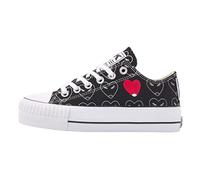 British Knights Women's Kaya Low Sneaker, Black and White Heart Heart, 5 UK
